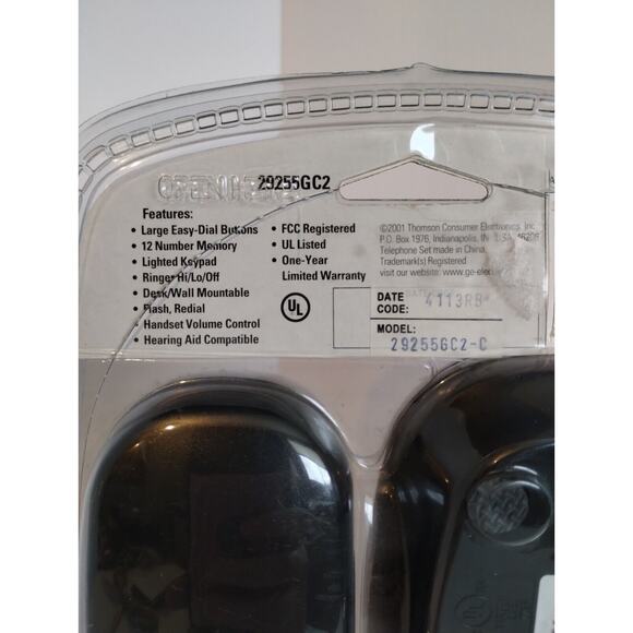 GE Memory Phone 29255GC2 Black Corded Lighted Keypad New In Package - Picture 5 of 5